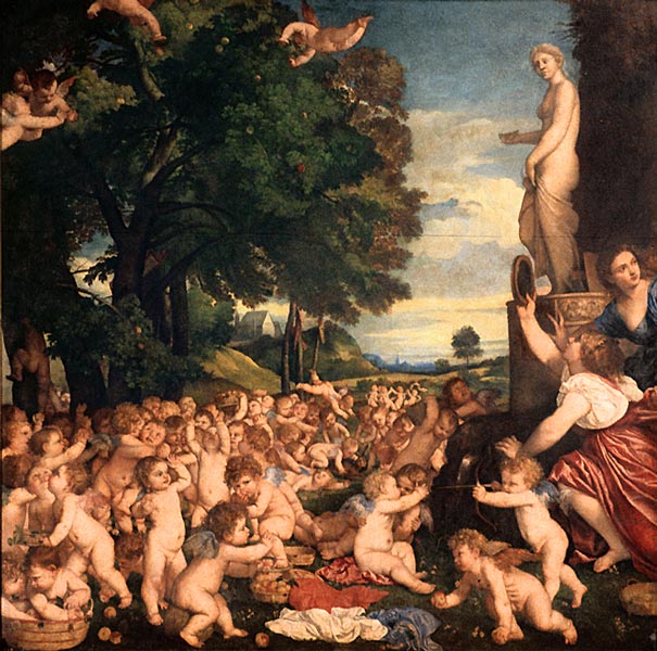 Tiziano: 'Ofrenda a Venus' (también conocido como 'Ofrenda a la Fecundidad' u 'Ofrenda a la Diosa de Amores'), (1519). Museo del Prado, nº cat. 419